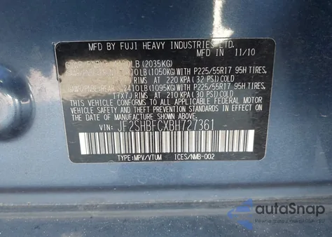 2011 Subaru Forester 2.5X Limited z USA, uszkodzony, nr VIN JF2SHBFCXBH727361